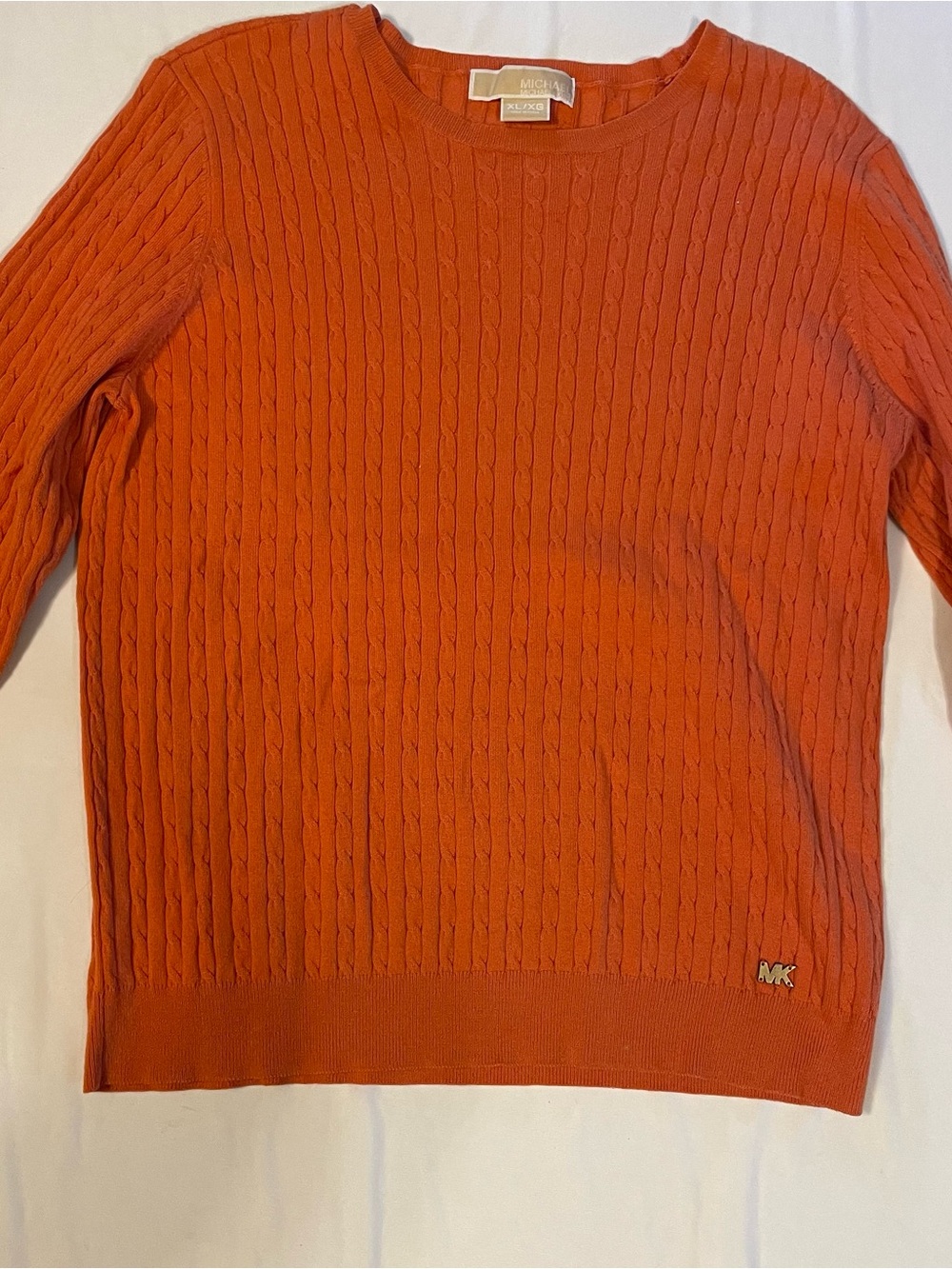 MICHAEL Michael Kors Bright Orange Cable Scoopneck Sweater